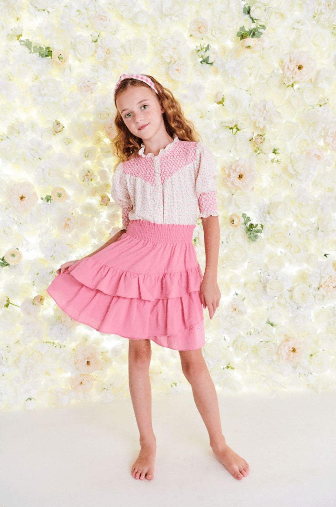 Pink Dot Ruffled Skirt 1316