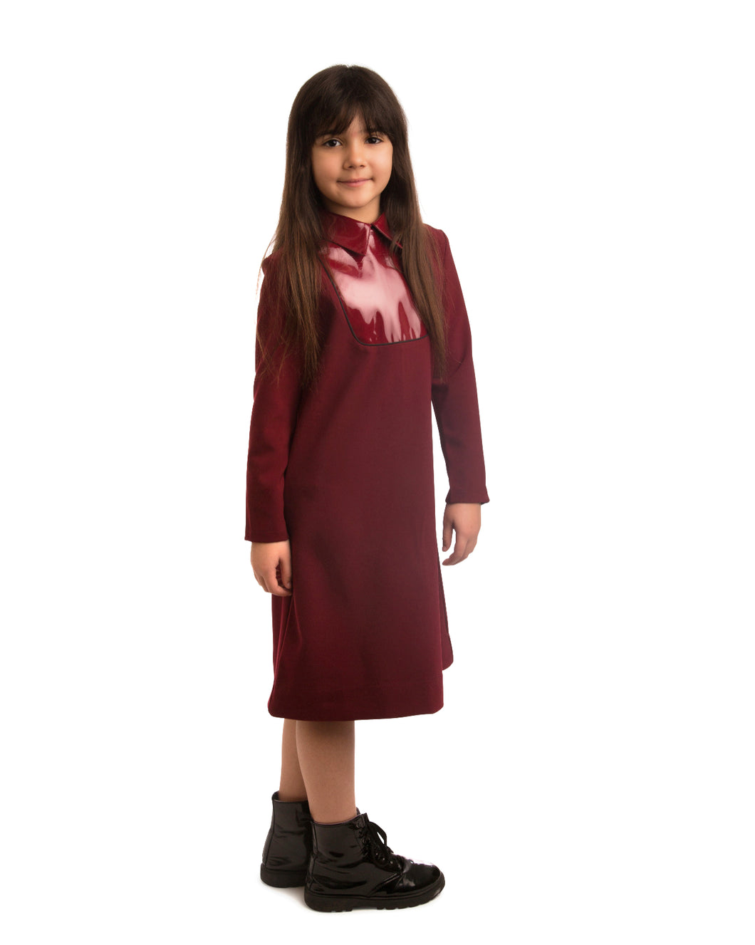 Maroon Collared Dress SNK3230A