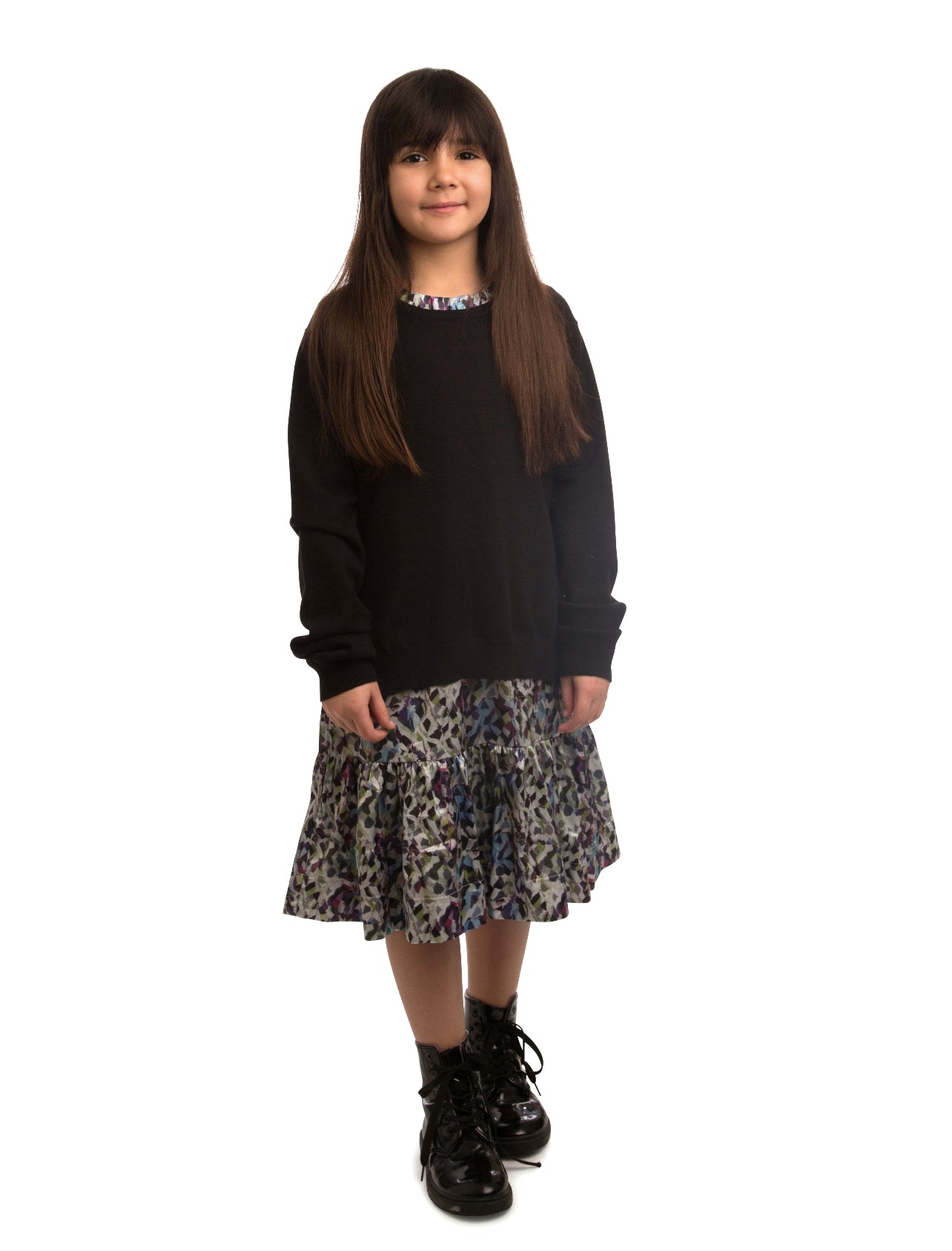 Multicolor Sweater Overlay Dress SNK1350