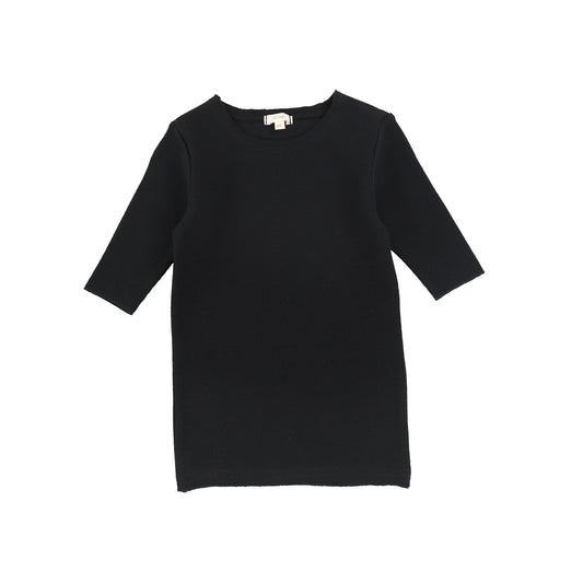 Black Ribbed 3/4 sleeve shirt tqt