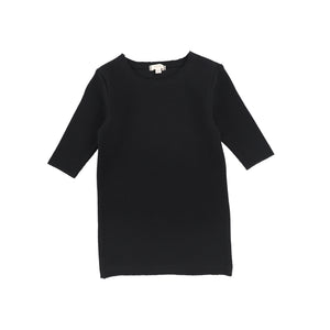 Black Ribbed 3/4 sleeve shirt