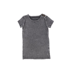 Washed Grey Short Sleeve Ribbed T-shirt