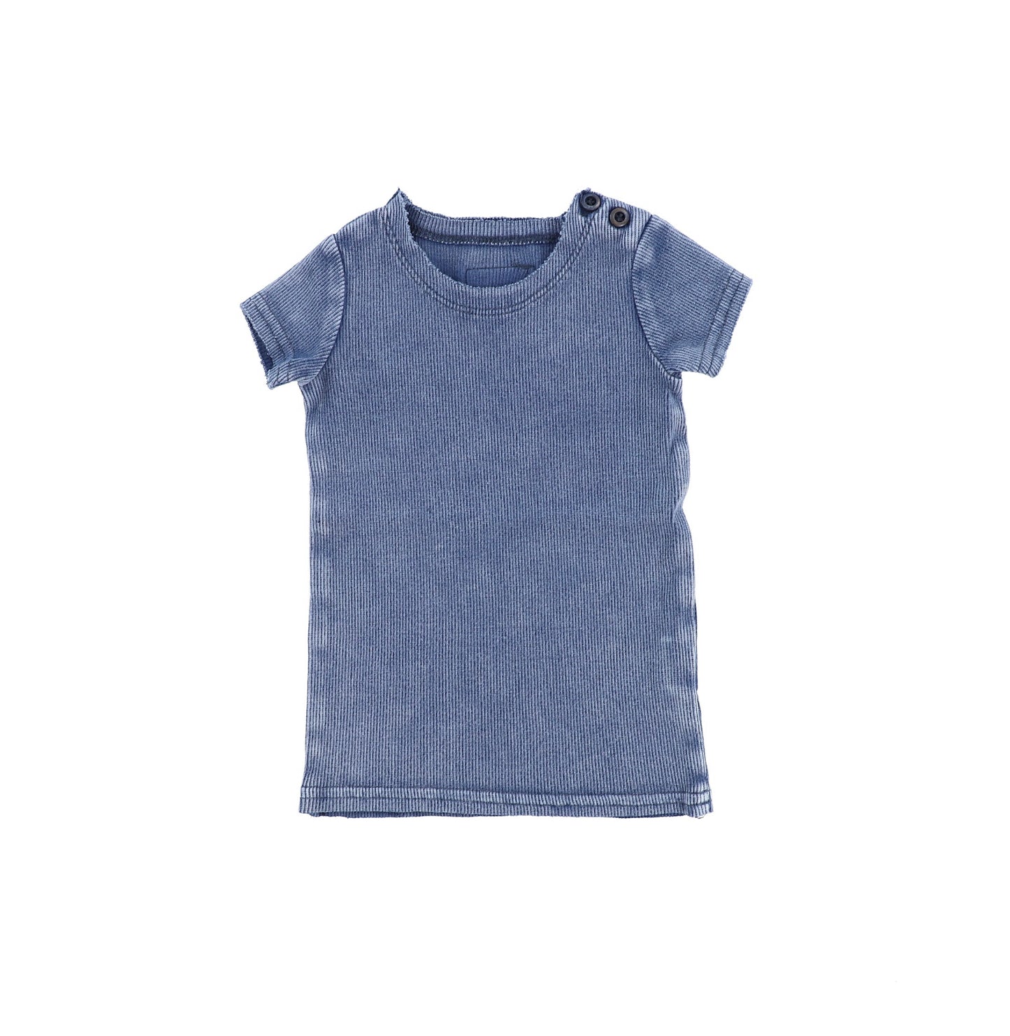 Washed Blue Short Sleeve Ribbed T-shirt