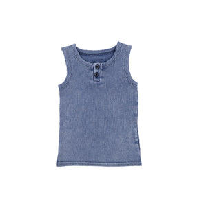 Washed Blue Ribbed Tanks