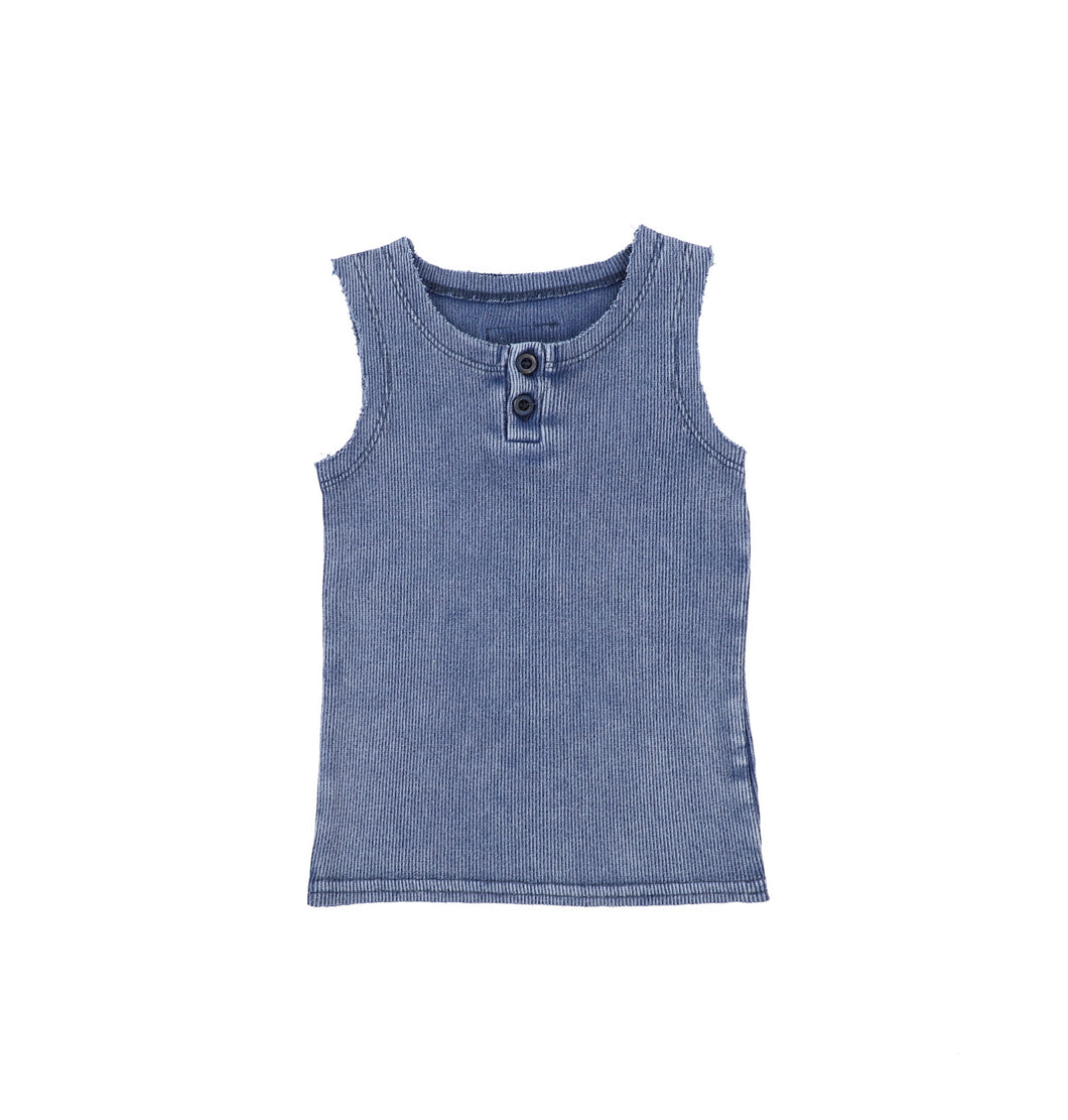 Washed Blue Ribbed Tanks