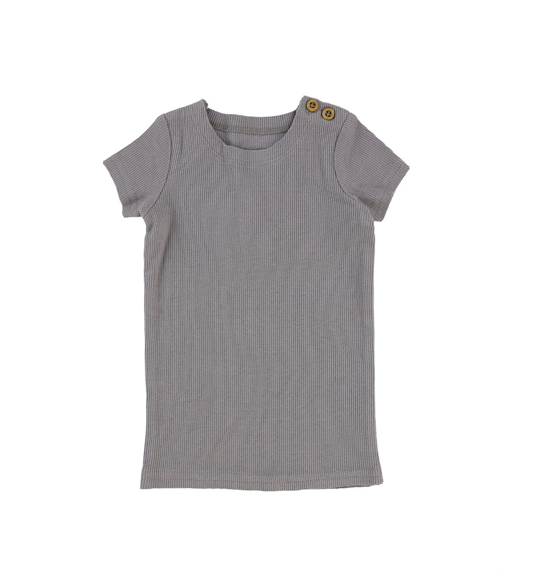 Dark Grey Short sleeve Ribbed T-shirt