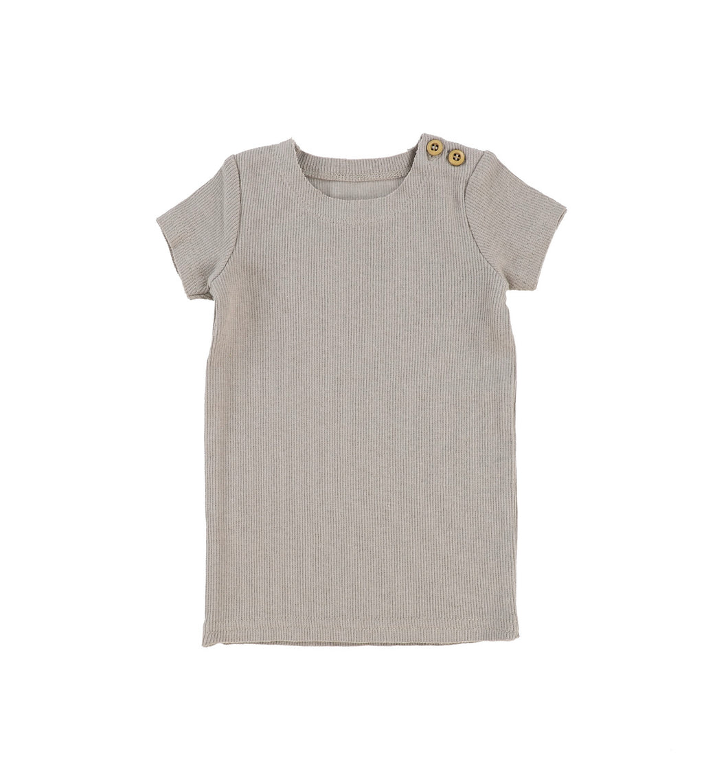 Taupe Short Sleeve Ribbed T-shirt
