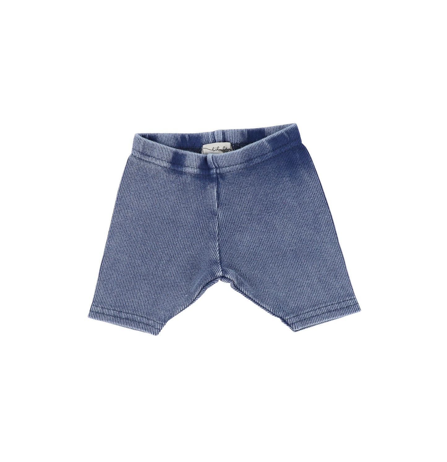 Washed Blue Ribbed Short Leggings