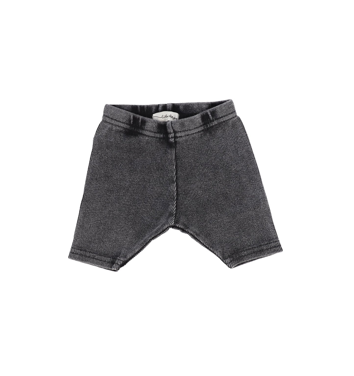 Washed Grey Ribbed Short Leggings