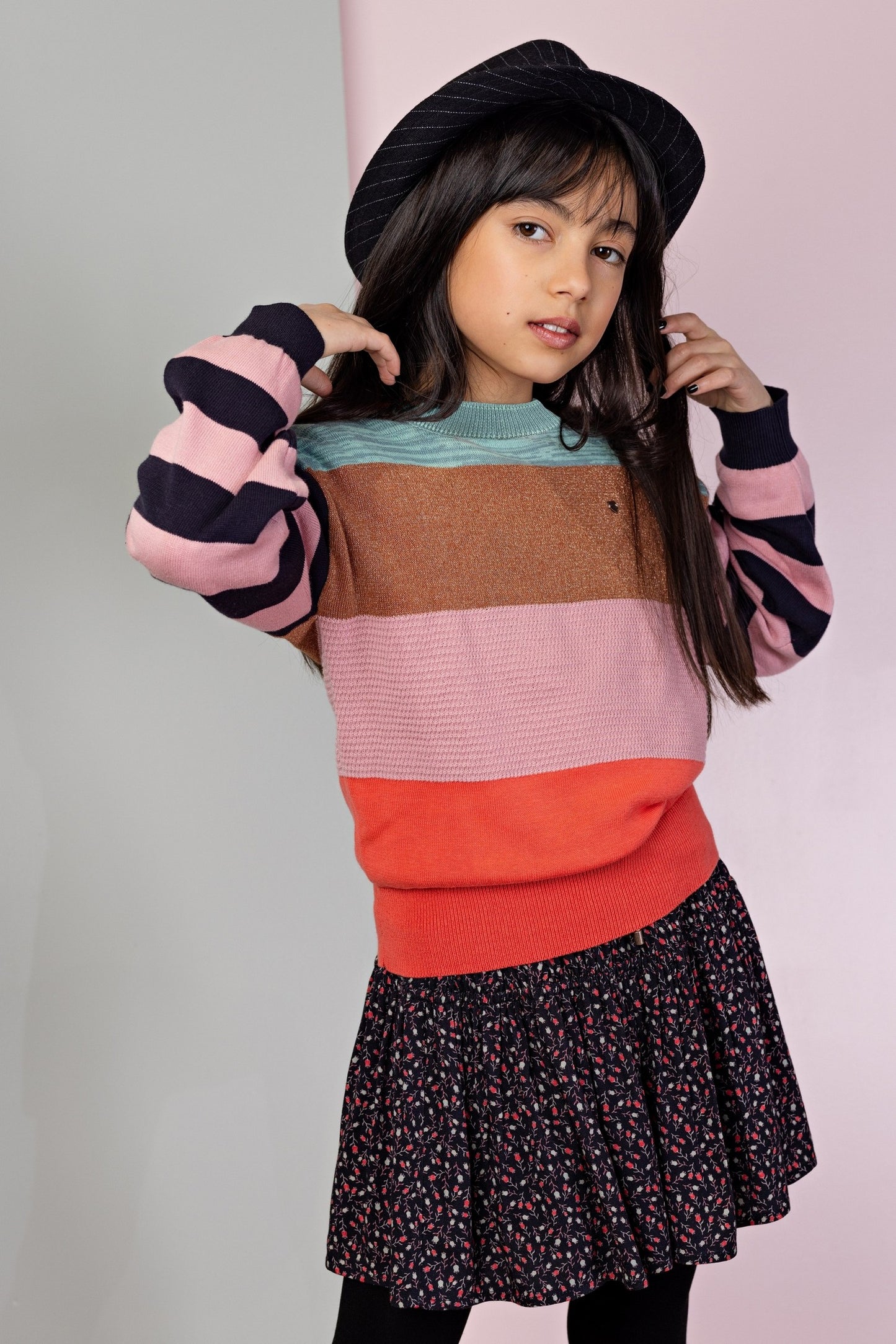 KesB Knitted  Block Striped Sweater N208-5312