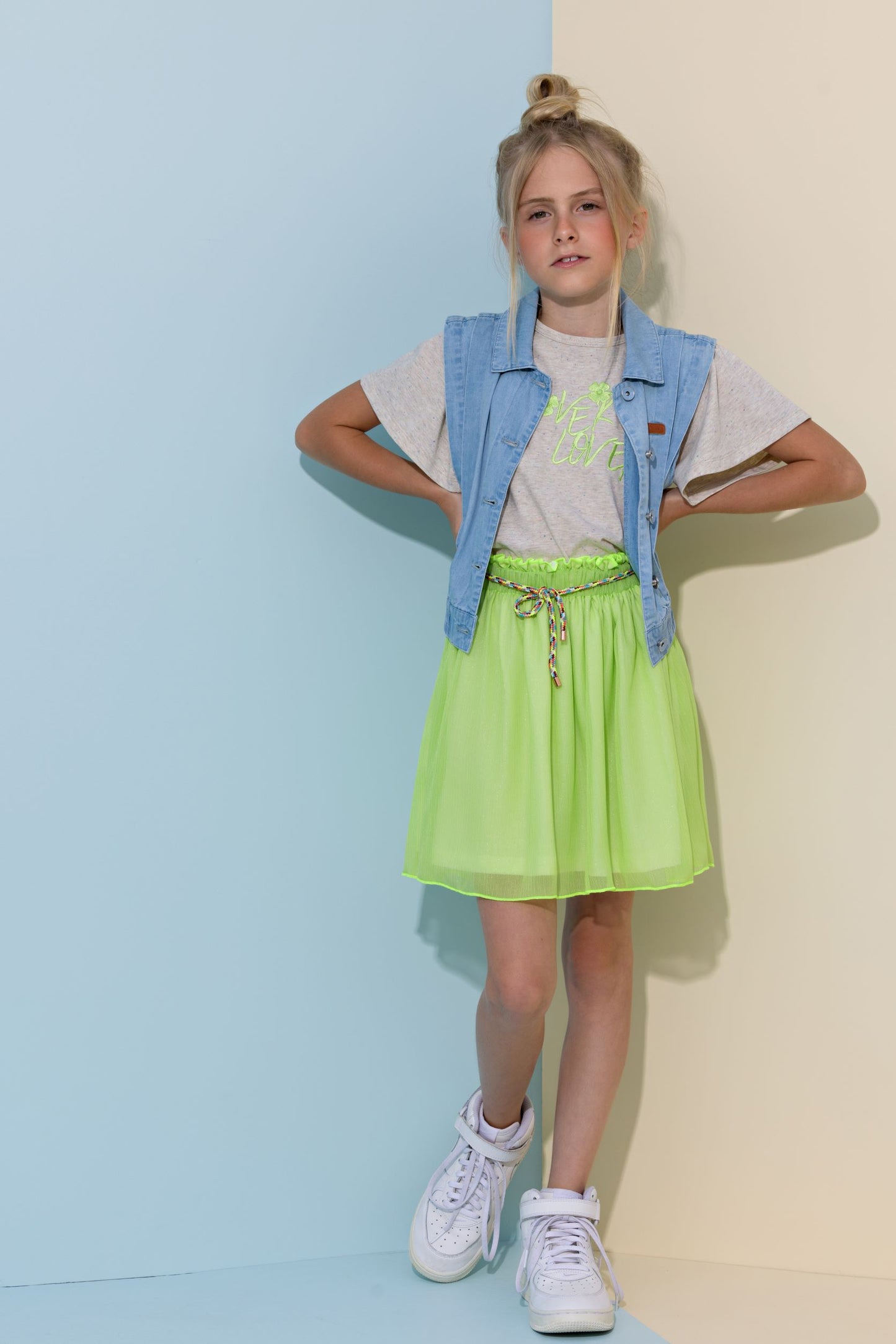 Noba Sour Lime Cord Skirt  N302-5707