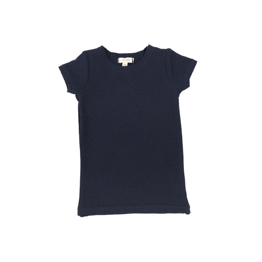 Navy Short sleeve Ribbed T-shirt