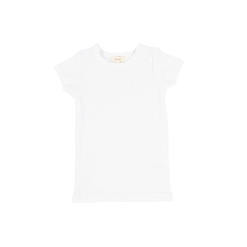 Pure White Short sleeve Ribbed T-shirt