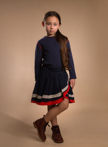 Navy Ruffle Skirt SNK1265