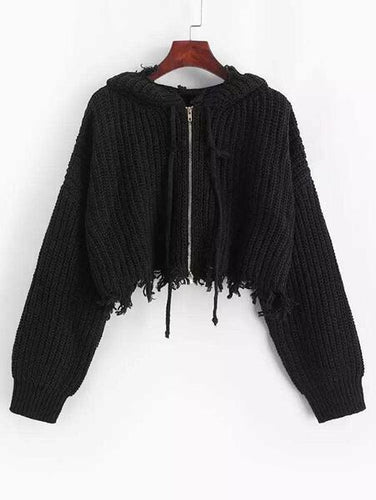 Distressed Zip-Up Sweatshirt 229