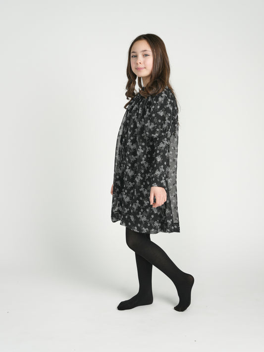 Black & White Chiffon Floral Dress TLRW2266-A