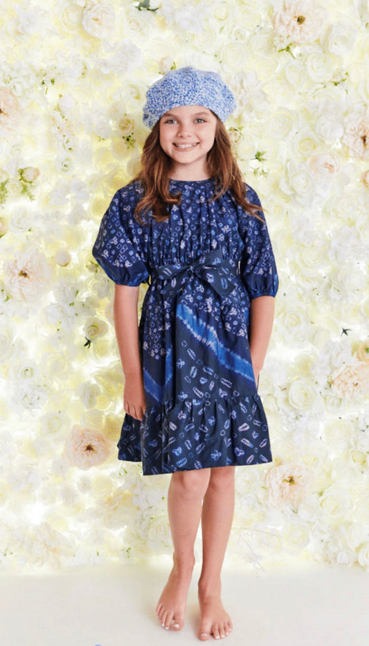 Navy Circular Tie Waist Dress 1337