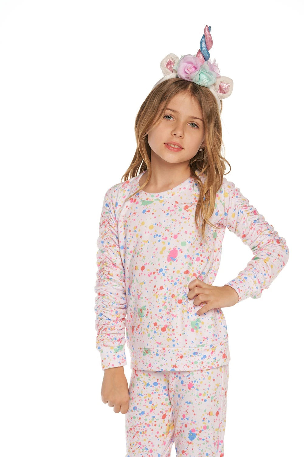 Rainbow Splatter Heart Pullover CHTW262