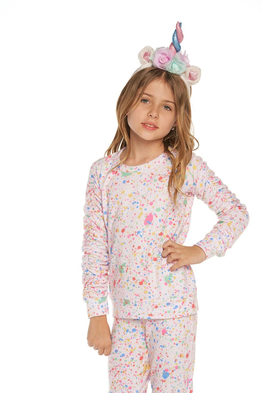 Rainbow Splatter Heart Pullover CHTW262