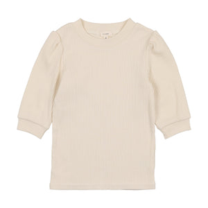 Ribbed Puff 3/4 Sleeve Tee TQPST