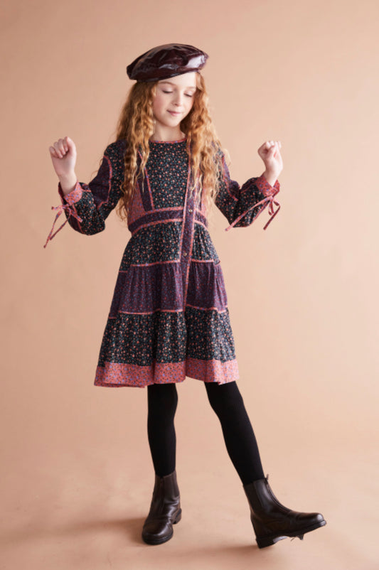 Side Button Floral Dress 1217