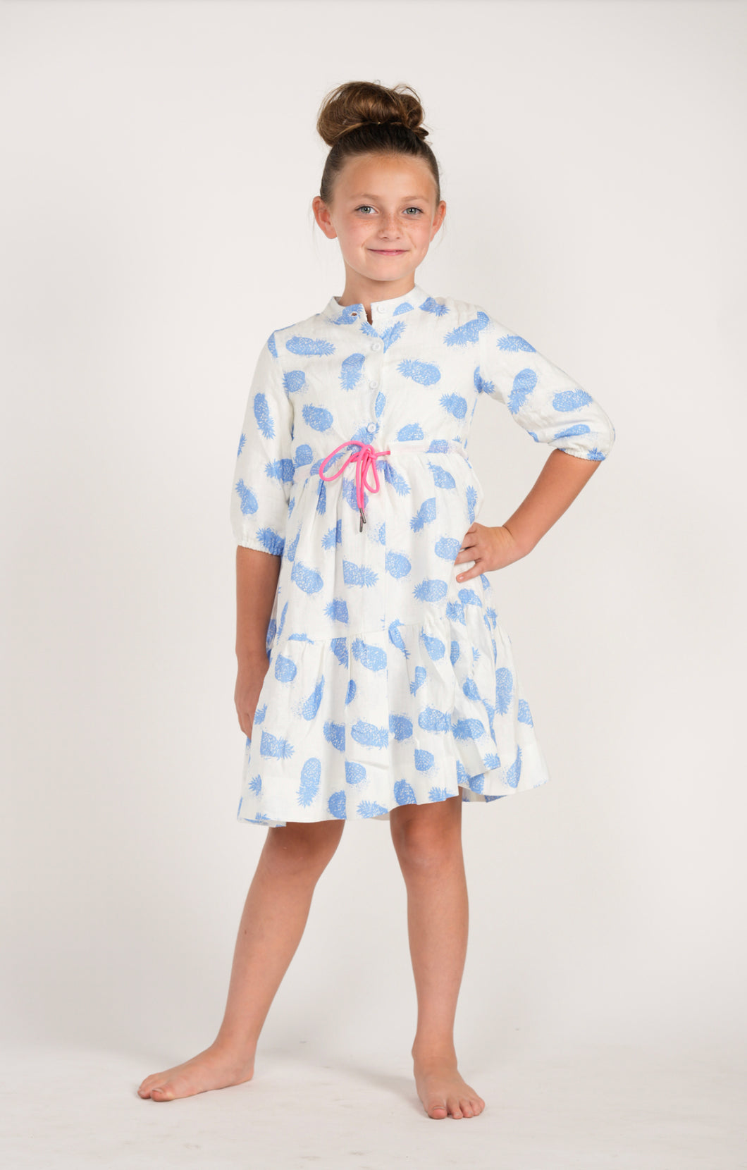 Blue Pineapple Print Dress FRS2240-C
