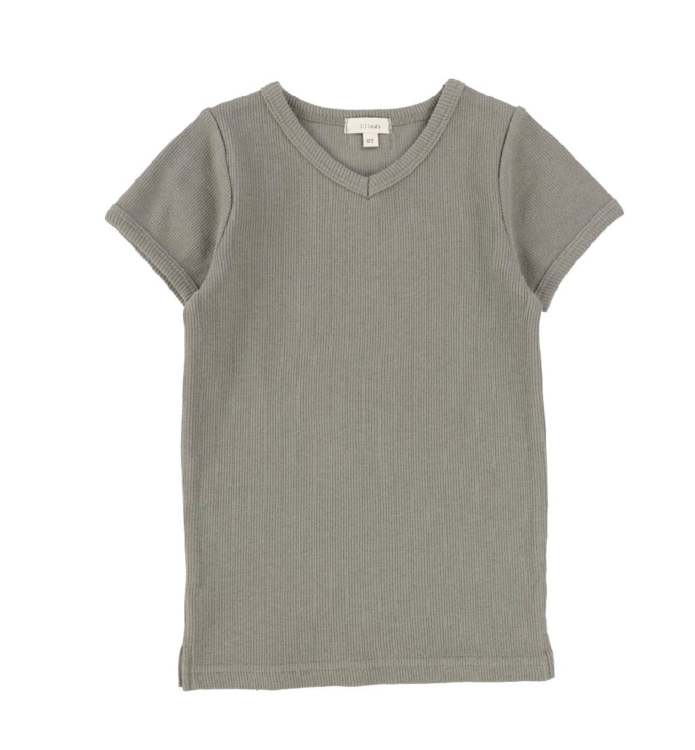 Ribbed Short Sleeve V-Tee Moss