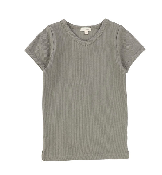 Ribbed Short Sleeve V-Tee Moss