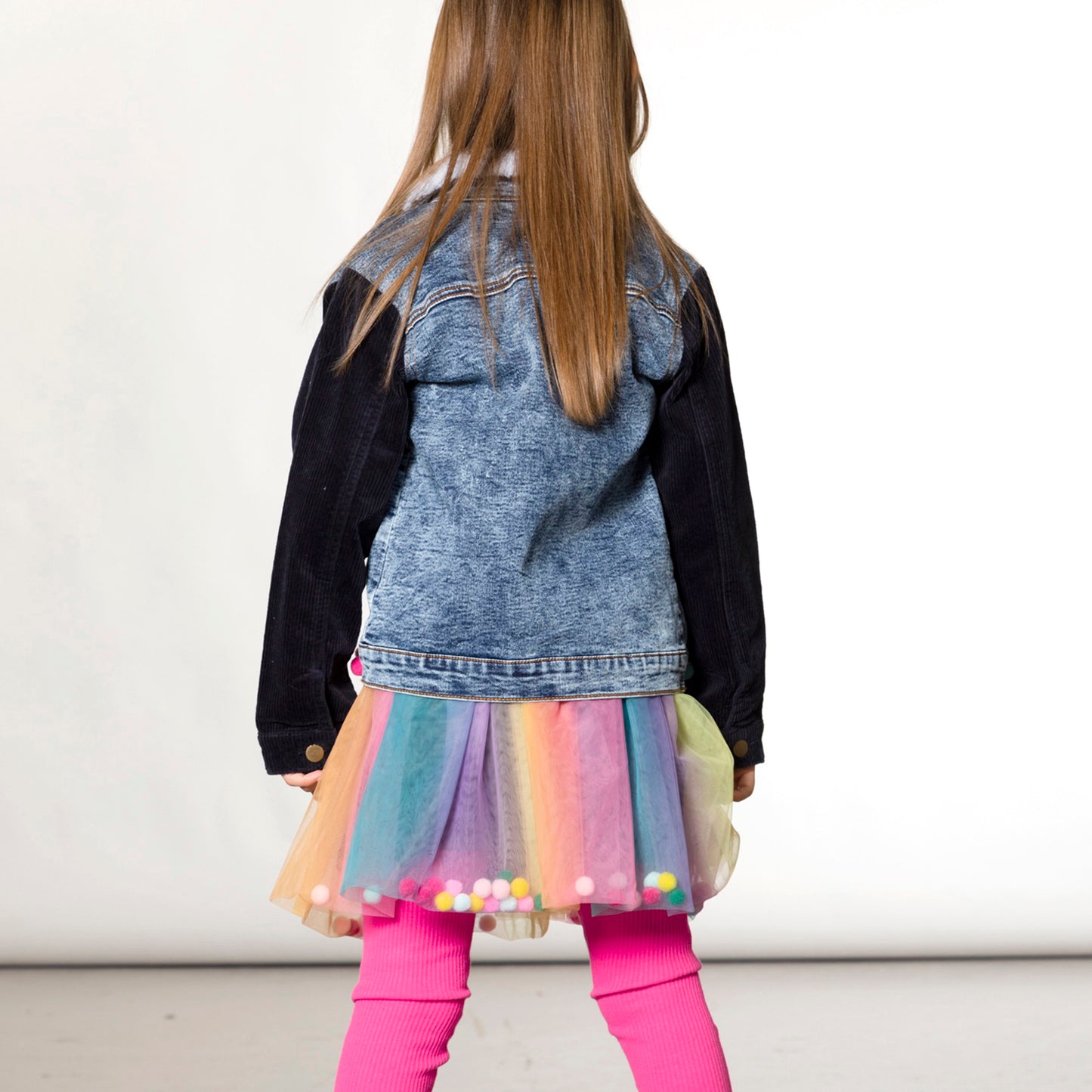 French Terry Pompom Denim Jacket D20E50