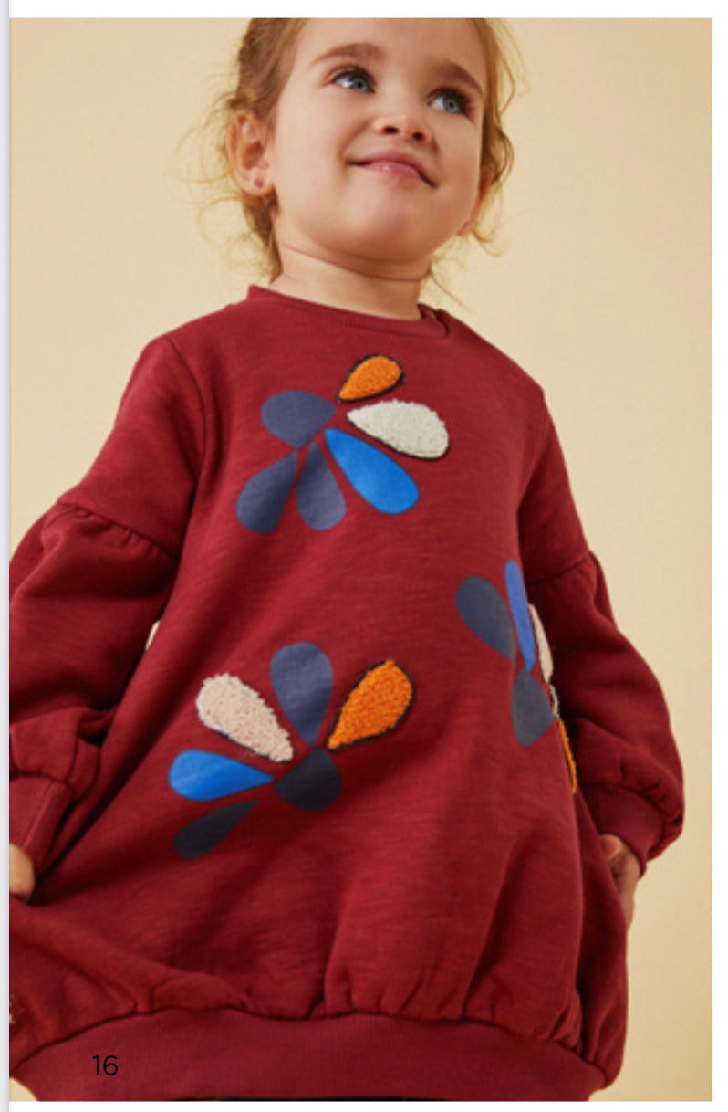 Burgundy Floral Sweatdress 201081