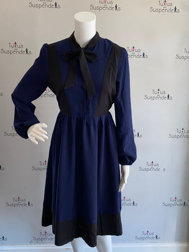 Black and Navy Crepe Dress FW21112-B