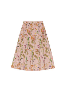 Midi Pink Floral Skirt N0210