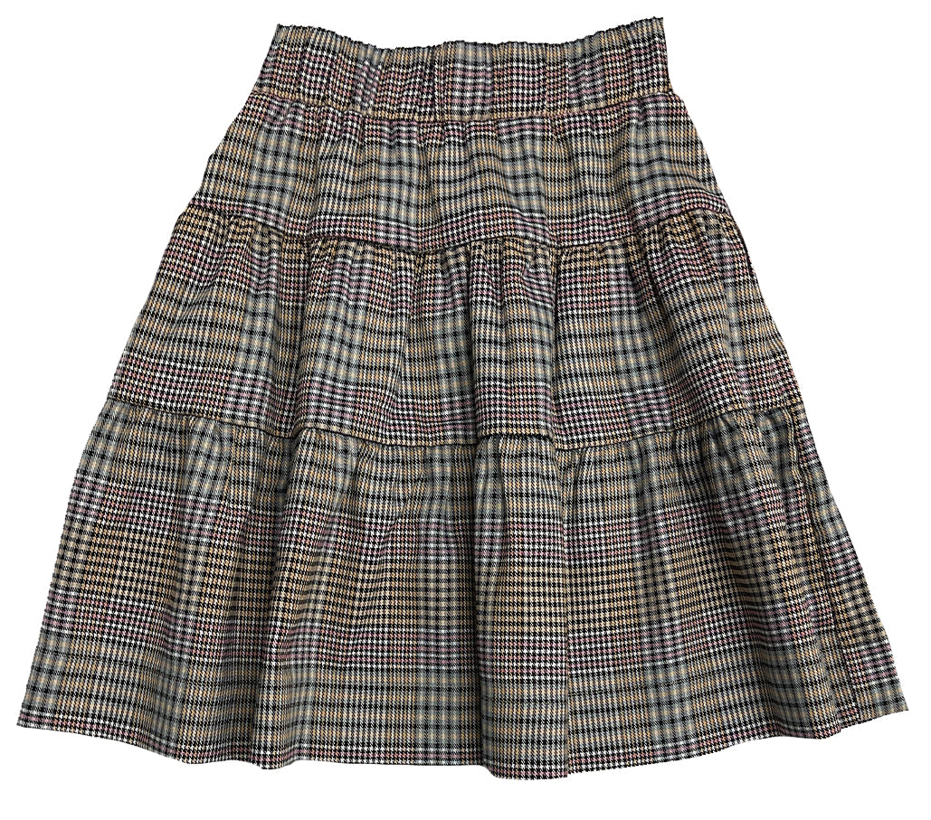 Plaid Tiered Skirt M-5003
