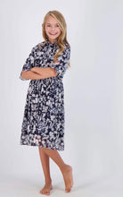 Load image into Gallery viewer, Navy Floral Silver Dress SNK4090