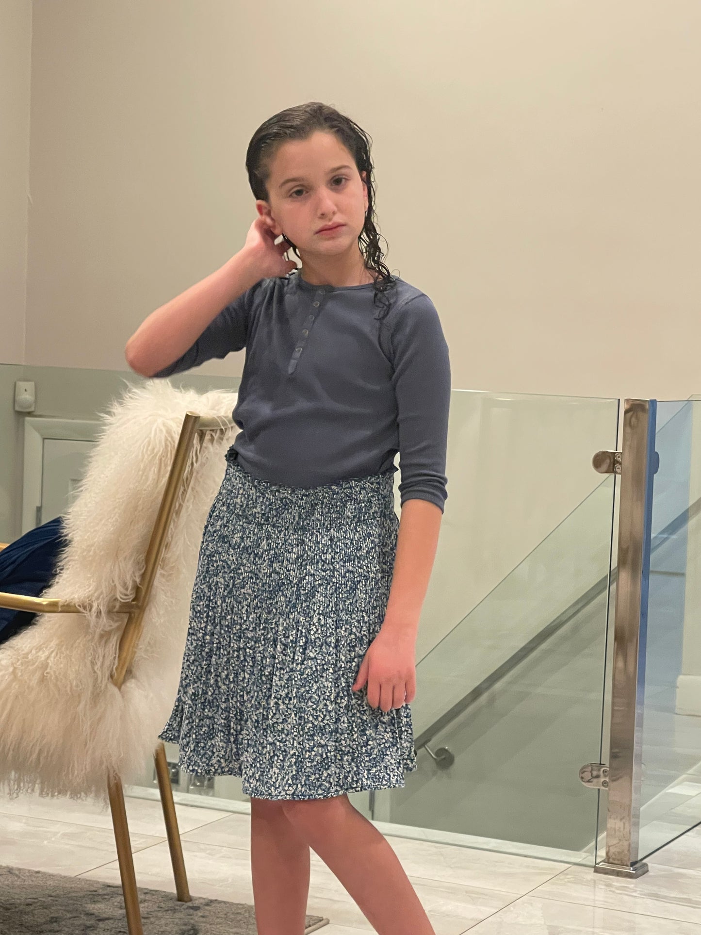 Crepe Plisse Skirt  F202-5701