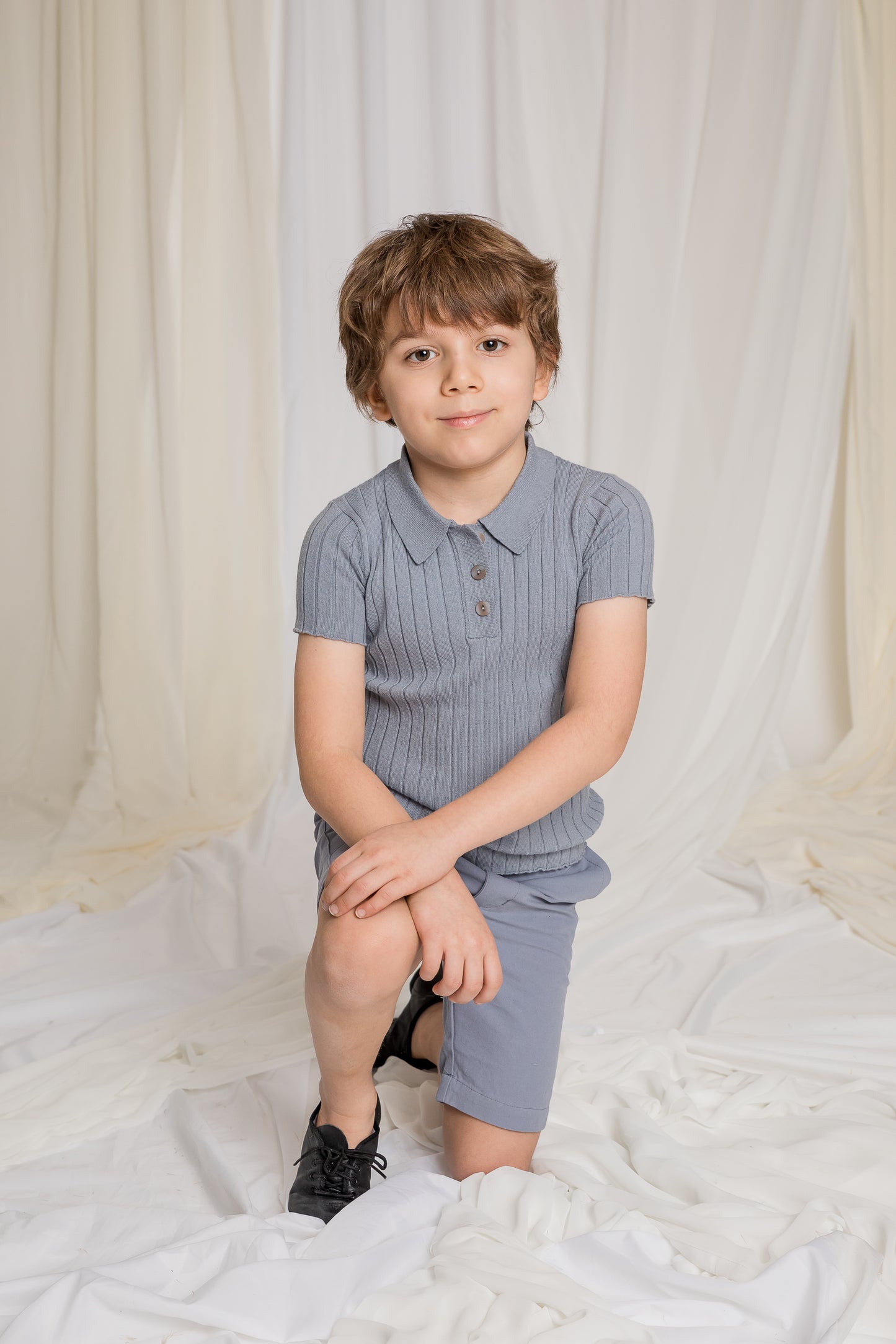 Ribbed Polo Knit Sweater CY1486