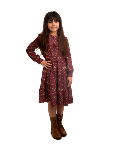 Maroon Floral Dress SNK1314