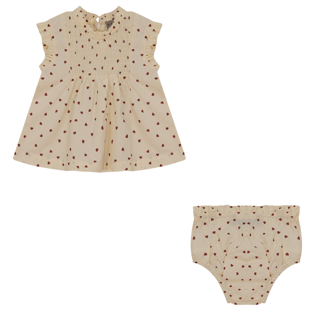 Heart Print Smocked Baby Set SB2Y1698BG