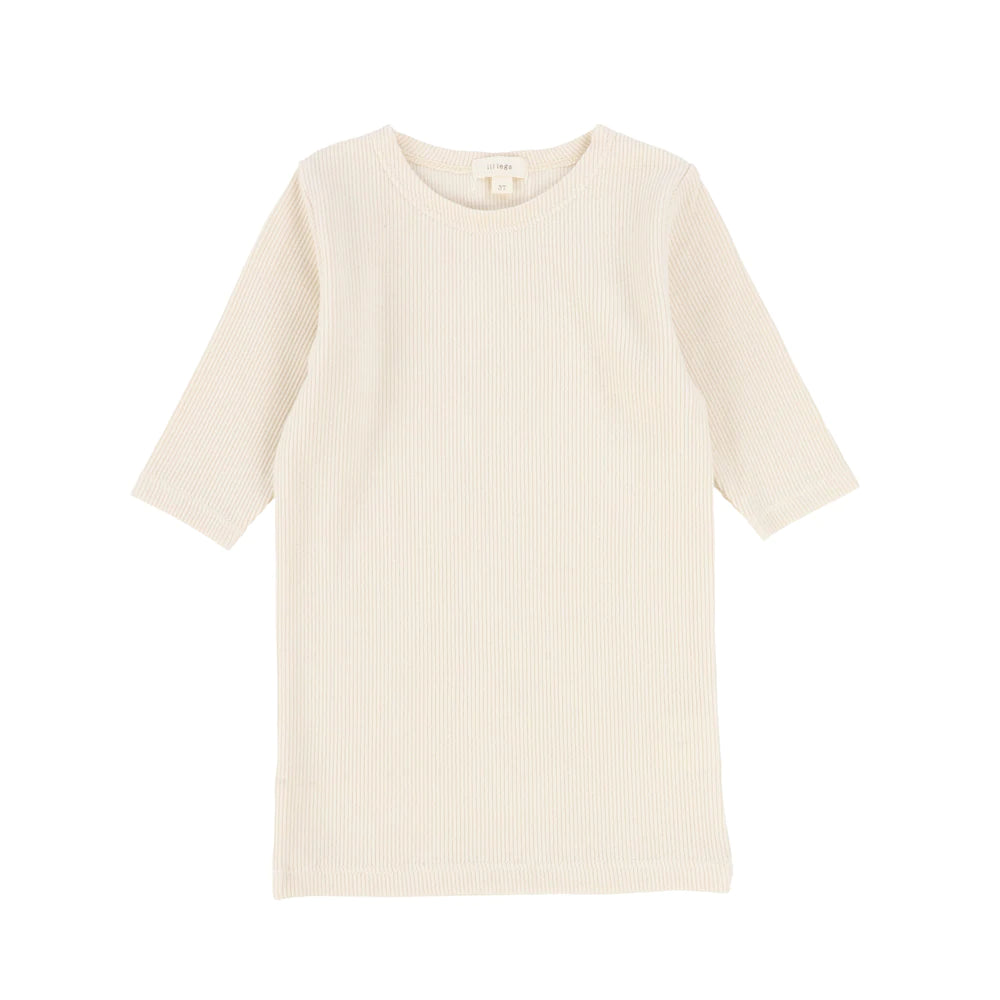 Ivory Ribbed Tee 3/4 Sleeve Dark TQT-ivo
