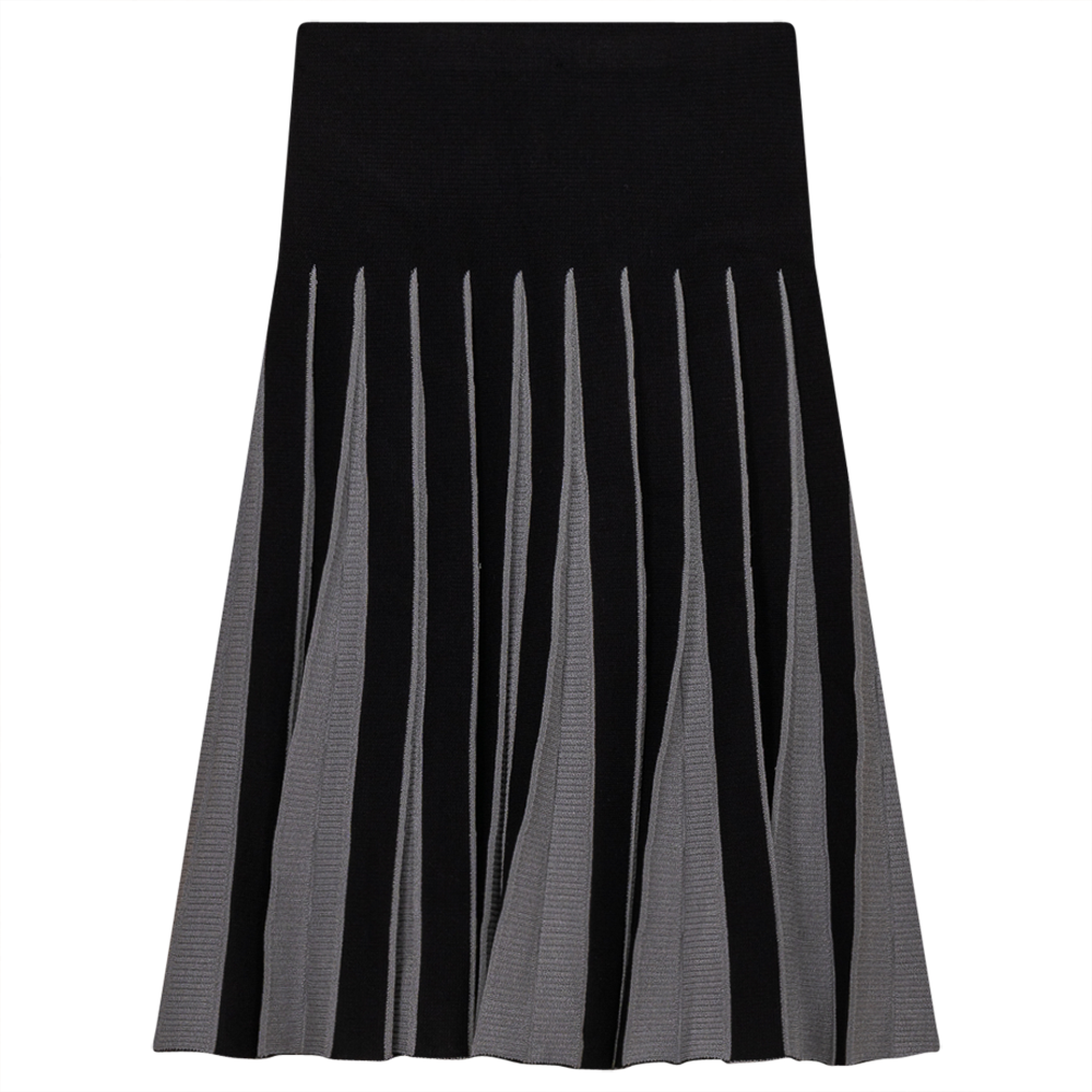 Contrast Rib Pleated Knit Skirt WB2CYT1933