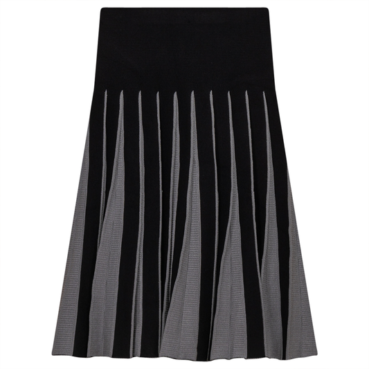 Contrast Rib Pleated Knit Skirt WB2CYT1933