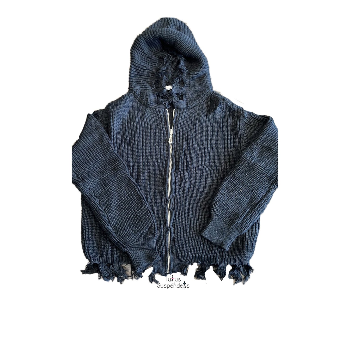 Distressed Zip-Up Sweatshirt 229