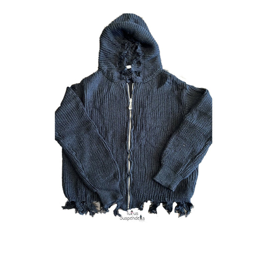 Distressed Zip-Up Sweatshirt 229