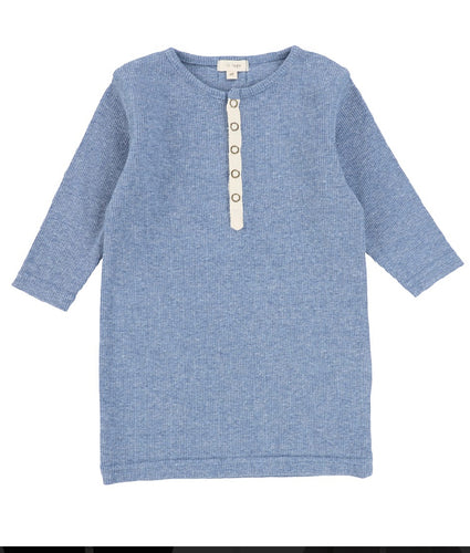Ribbed Tab 3/4 Sleeve Tee Denim Heather