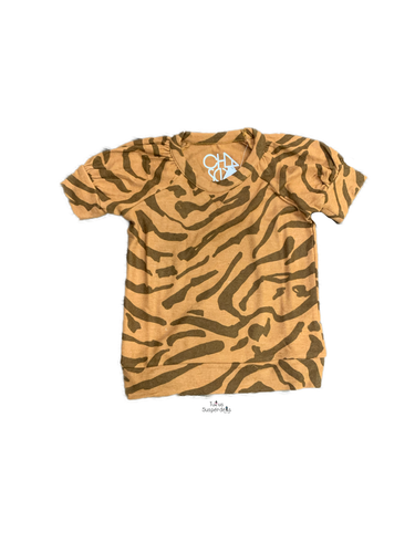 Puff Sleeve Bengal Print Tee