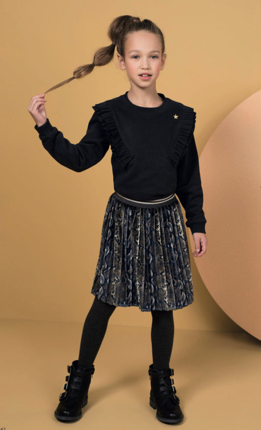 Velvety Print Plisse Skirt 5780