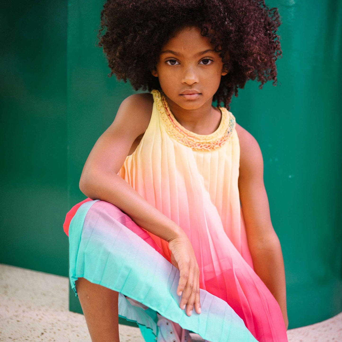 Rainbow Pleated Dress D30O90