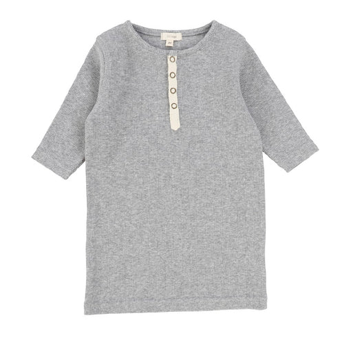 Ribbed Tab 3/4 Sleeve Tee Light Heather Grey