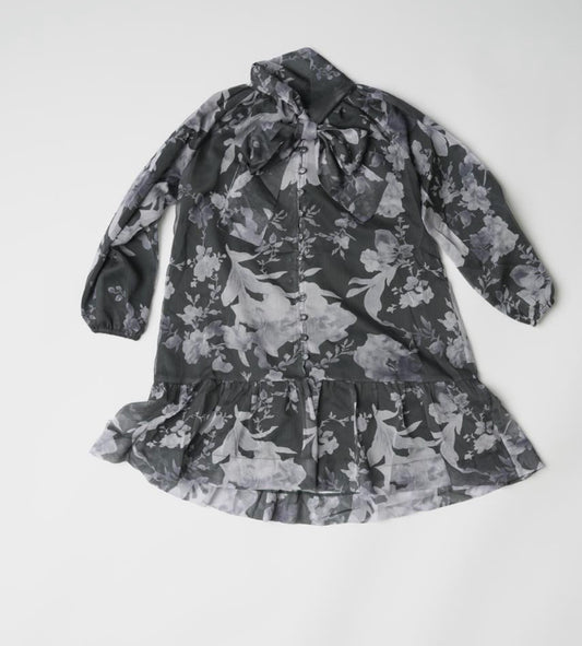 Green Floral Tie Neck Dress TLRW2230-B