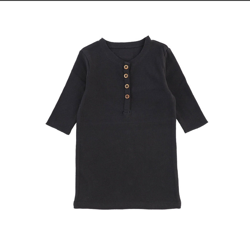 lil legg Black Ribbed 3/4 sleeve shirt 6526